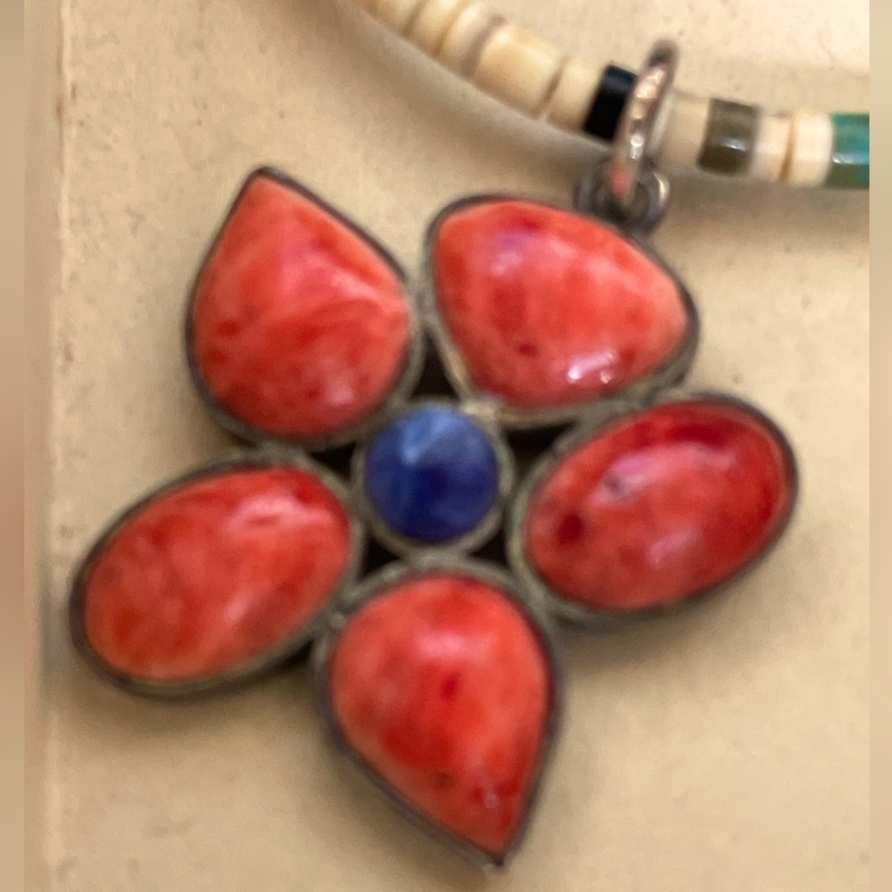 Spiney Oyster Shell Pendant Heishi Bead Necklace